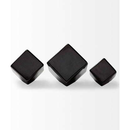 Mayweather Black Geometric Ceramic Cubes Set of Three by Mercana in natural. Made from unique in a modern style.