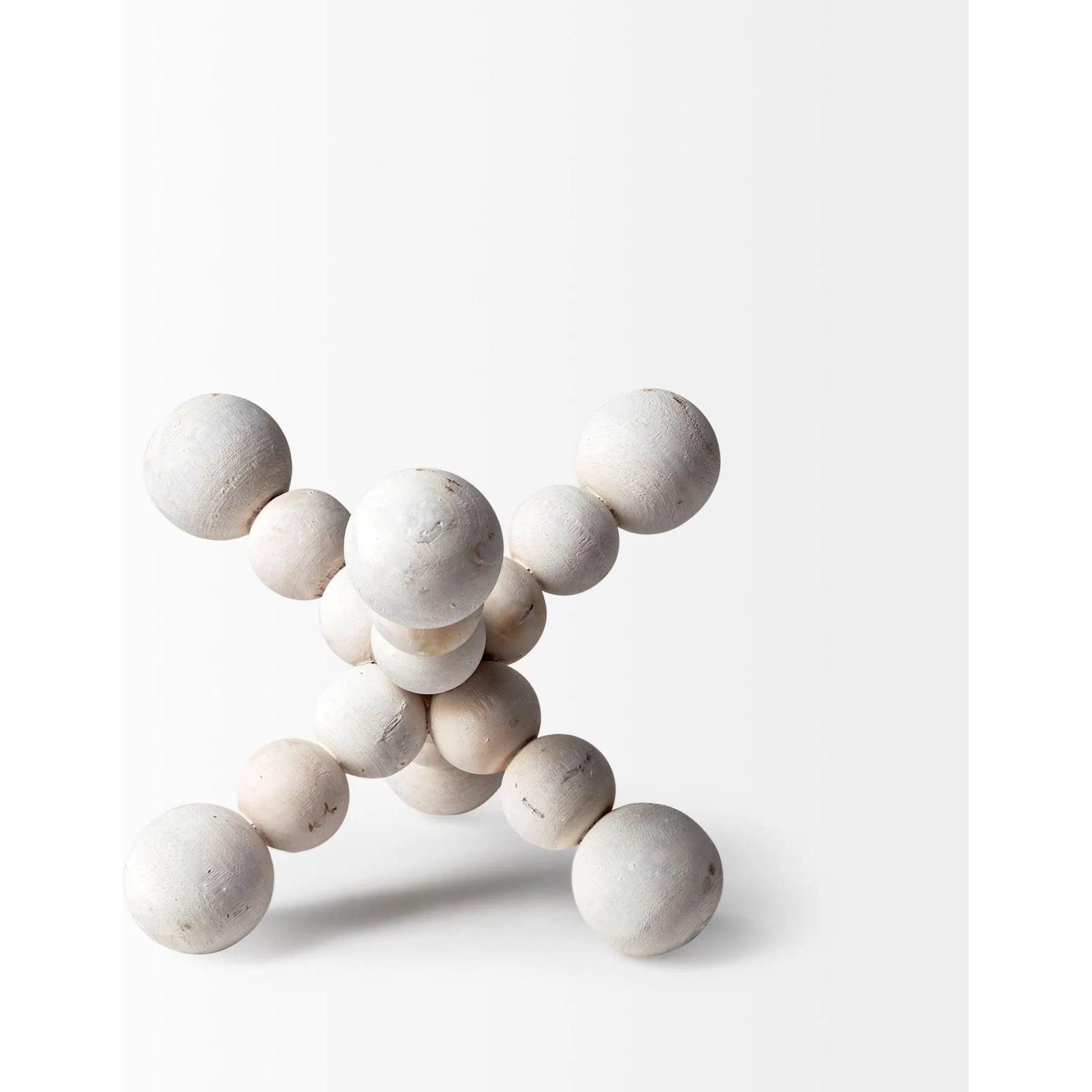 Carrollton I Off- Geometric Wood Ball Jack by Mercana in white wash. Made from unique in a eclectic & global style.