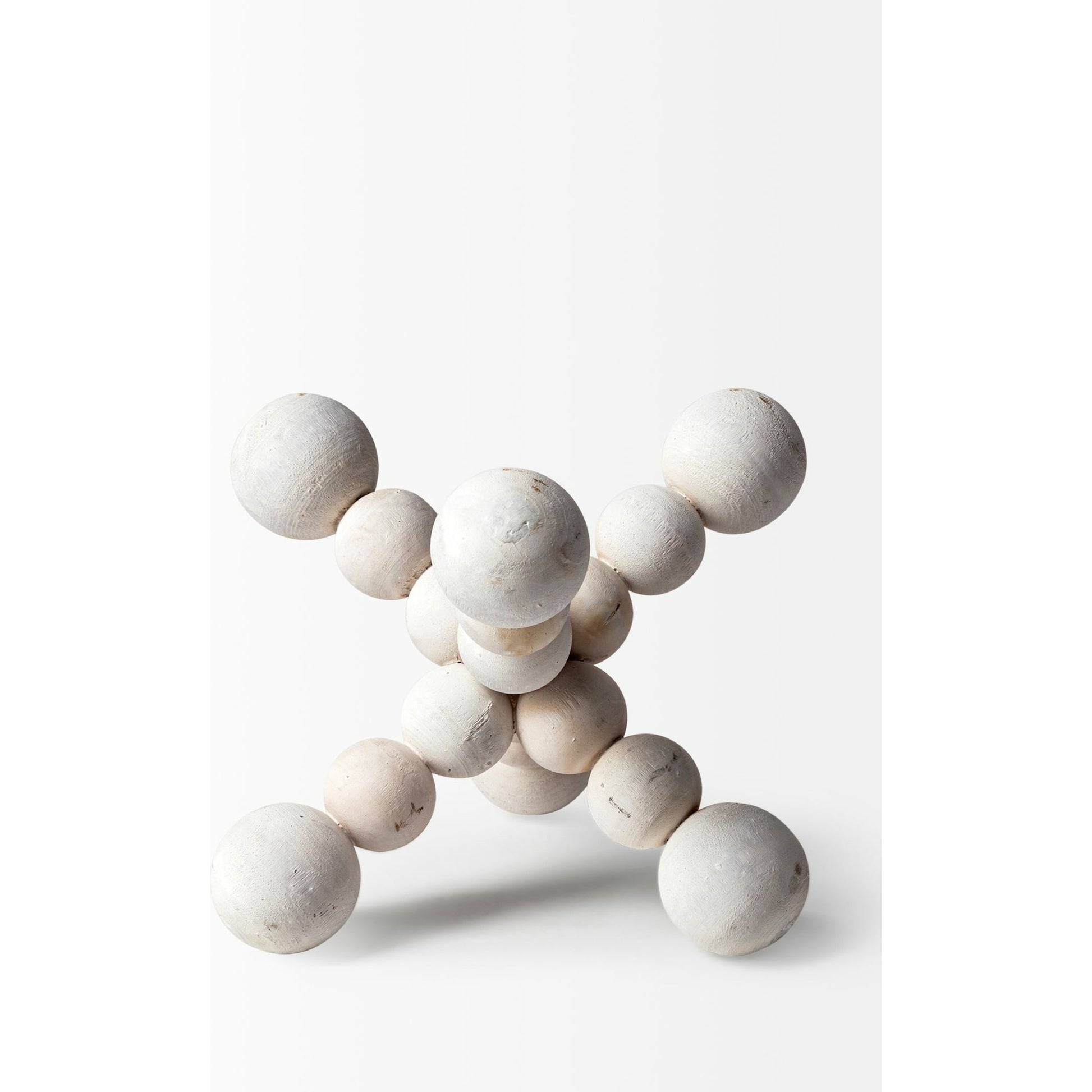 Carrollton I Off- Geometric Wood Ball Jack by Mercana in white wash. Made from unique in a eclectic & global style.