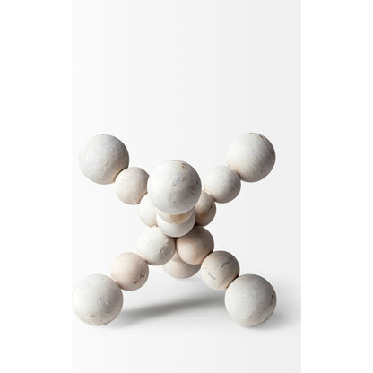 Carrollton I Off- Geometric Wood Ball Jack by Mercana in white wash. Made from unique in a eclectic & global style.