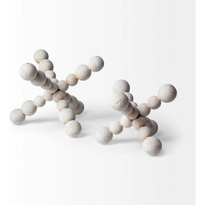 Carrollton I Off- Geometric Wood Ball Jack by Mercana in white wash. Made from unique in a eclectic & global style.