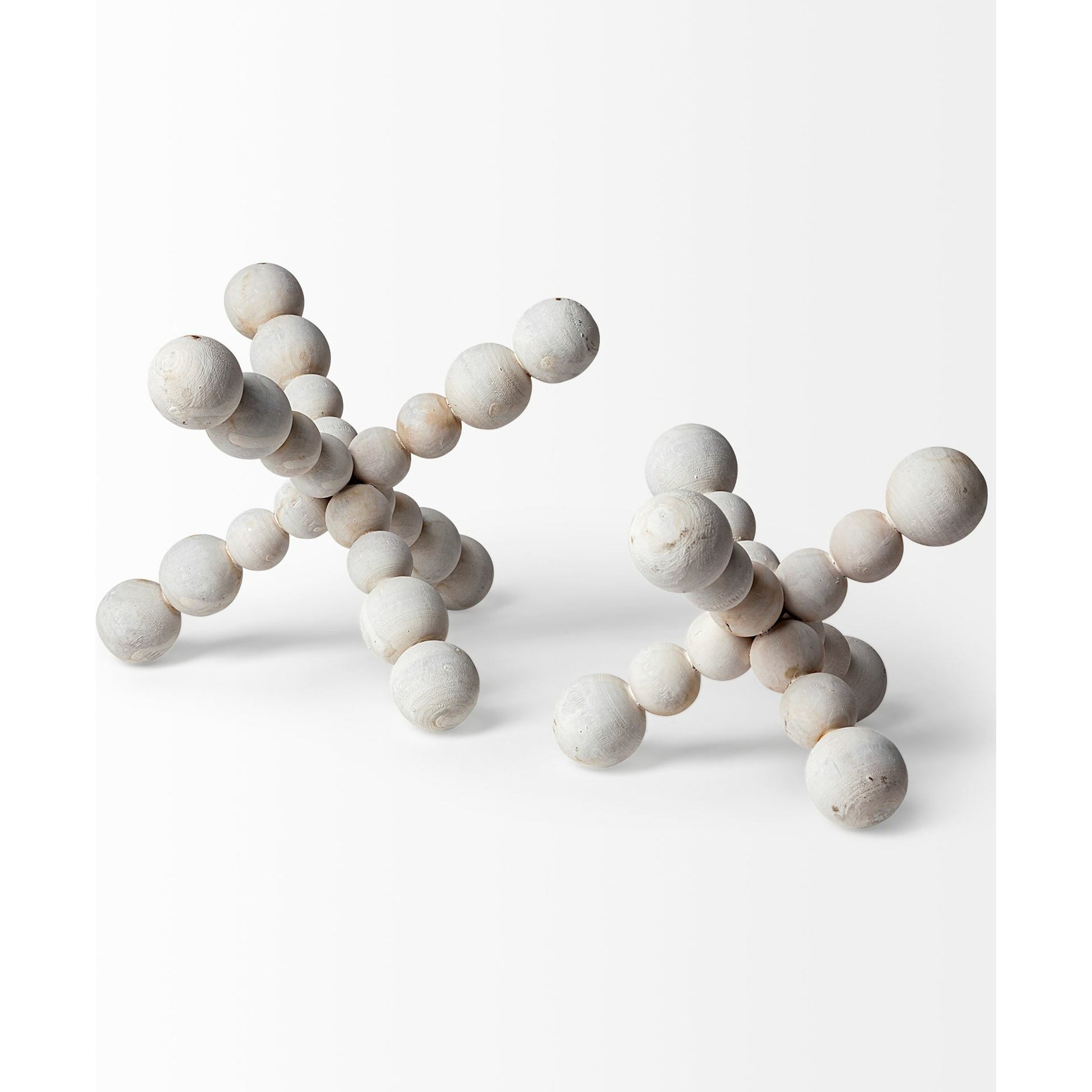 Carrollton I Off- Geometric Wood Ball Jack by Mercana in white wash. Made from unique in a eclectic & global style.