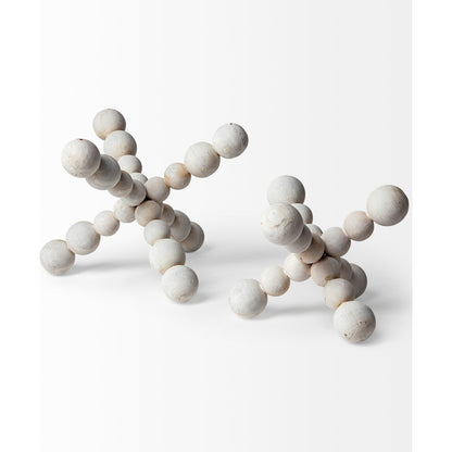 Carrollton I Off- Geometric Wood Ball Jack by Mercana in white wash. Made from unique in a eclectic & global style.