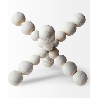 Carrollton I Off- Geometric Wood Ball Jack by Mercana in white wash. Made from unique in a eclectic & global style.