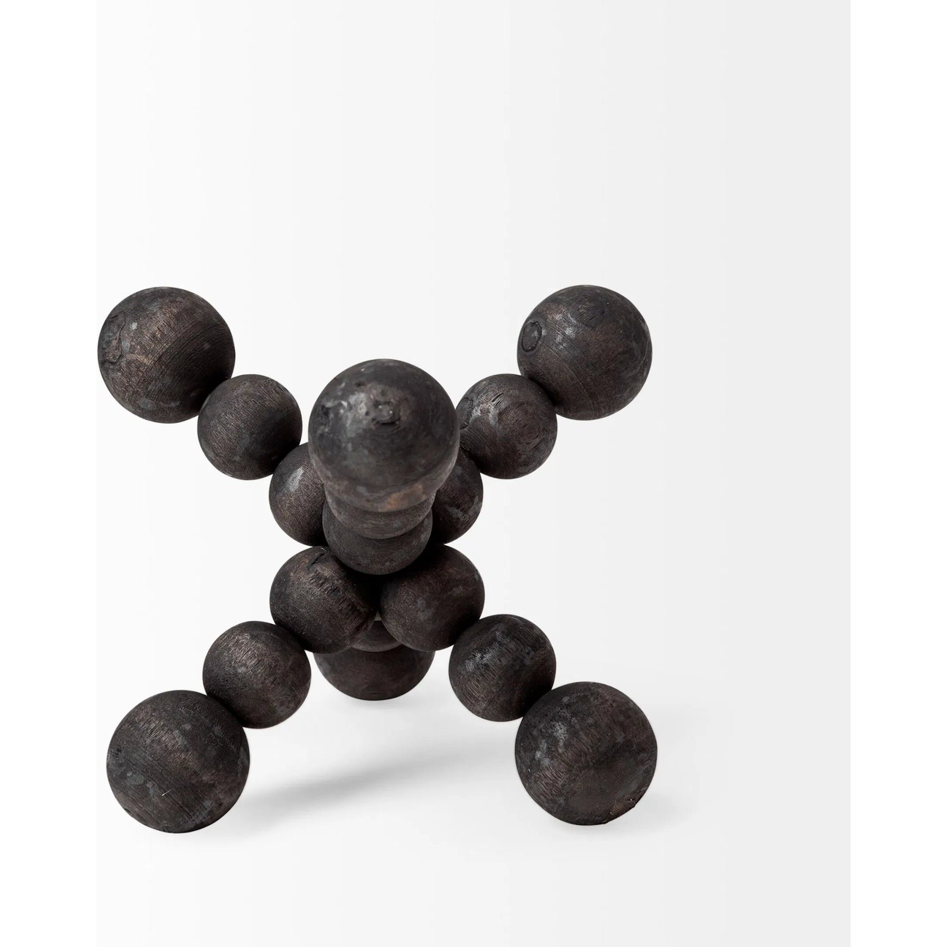 Carollan I Geometric Wood Ball Jack by Mercana in rustic black. Made from unique in a modern style.