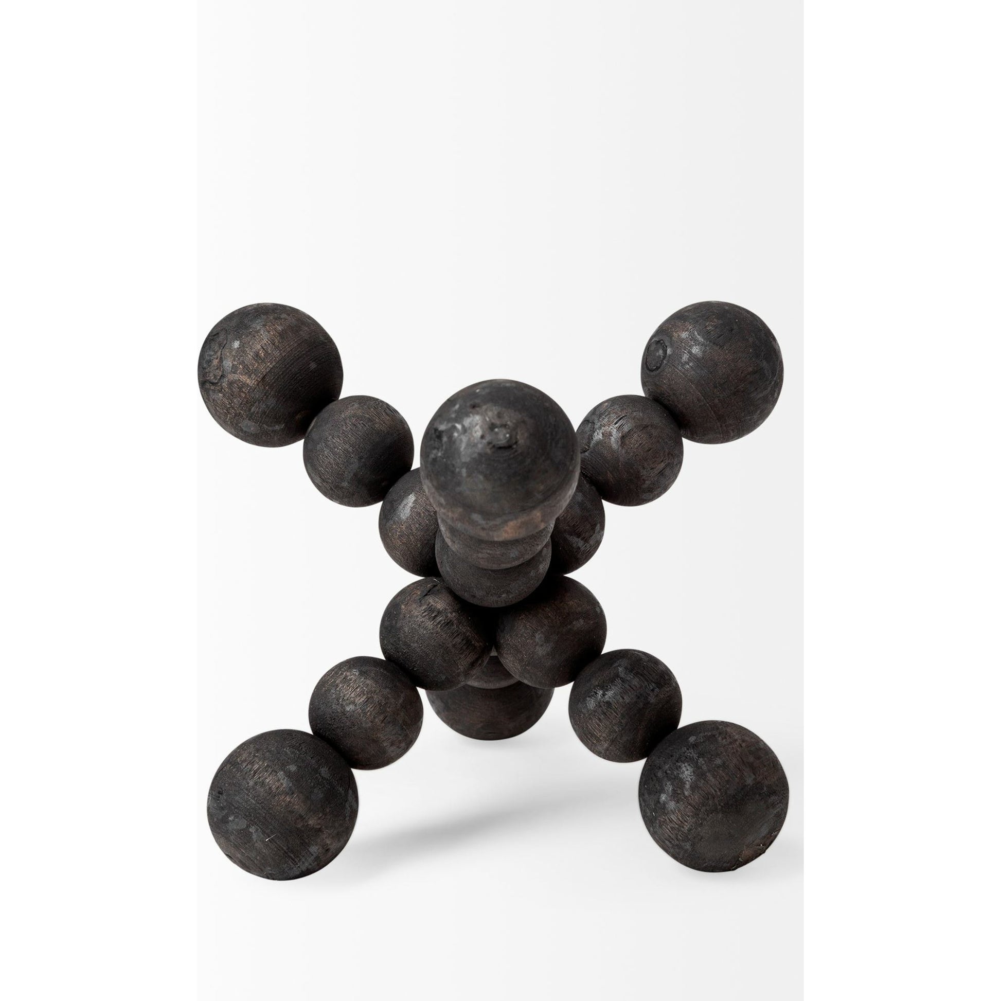 Carollan I Geometric Wood Ball Jack by Mercana in rustic black. Made from unique in a modern style.