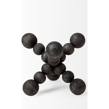 Carollan I Geometric Wood Ball Jack by Mercana in rustic black. Made from unique in a modern style.