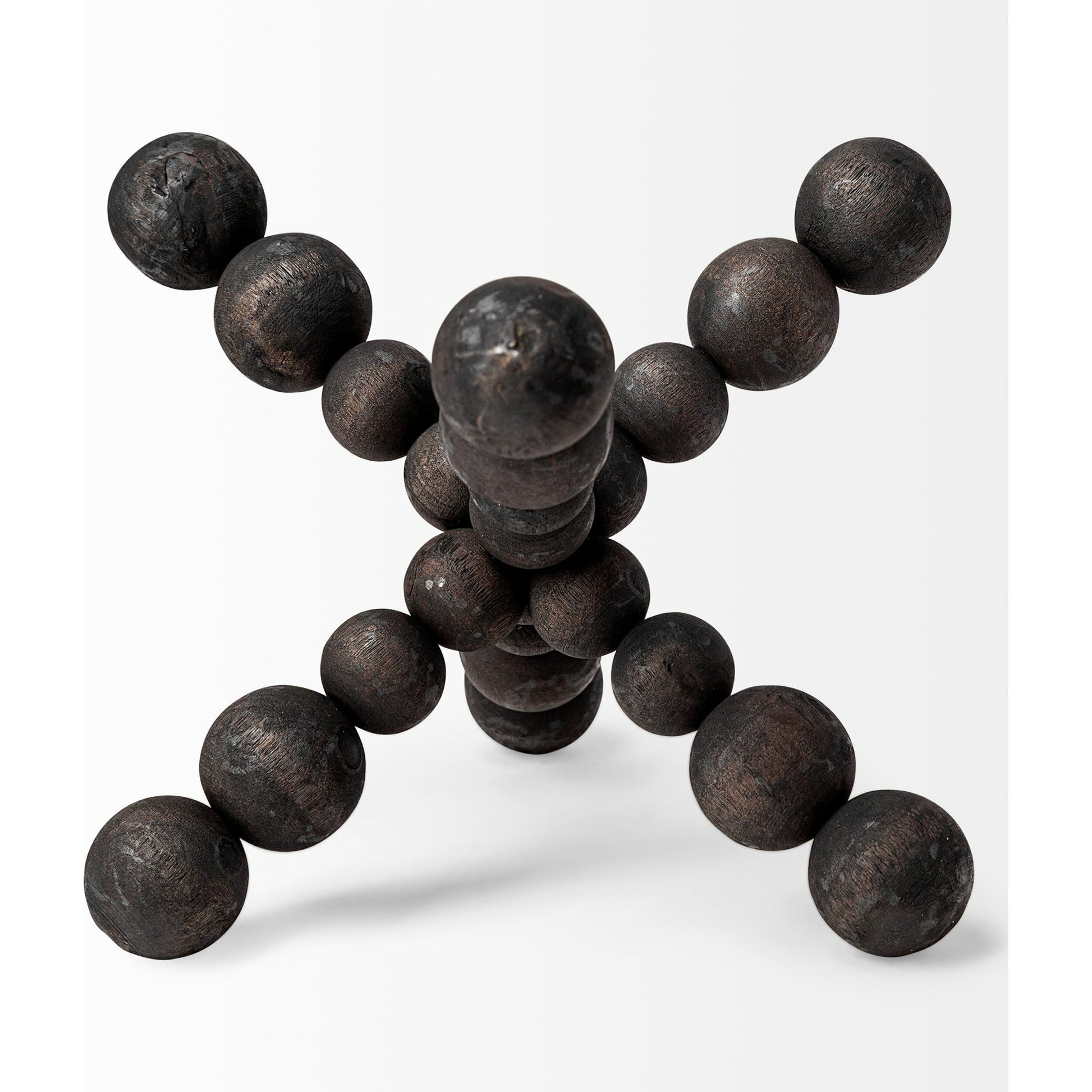 Carollan I Geometric Wood Ball Jack by Mercana in rustic black. Made from unique in a modern style.