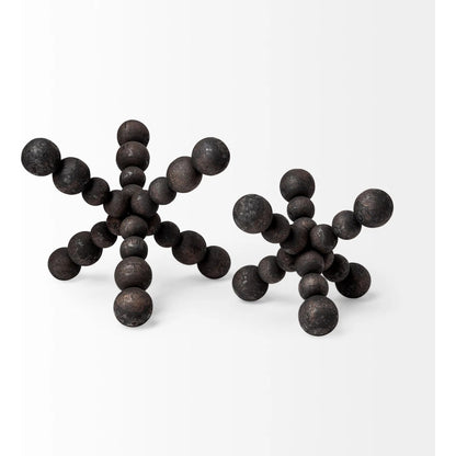 Carollan I Geometric Wood Ball Jack by Mercana in rustic black. Made from unique in a modern style.