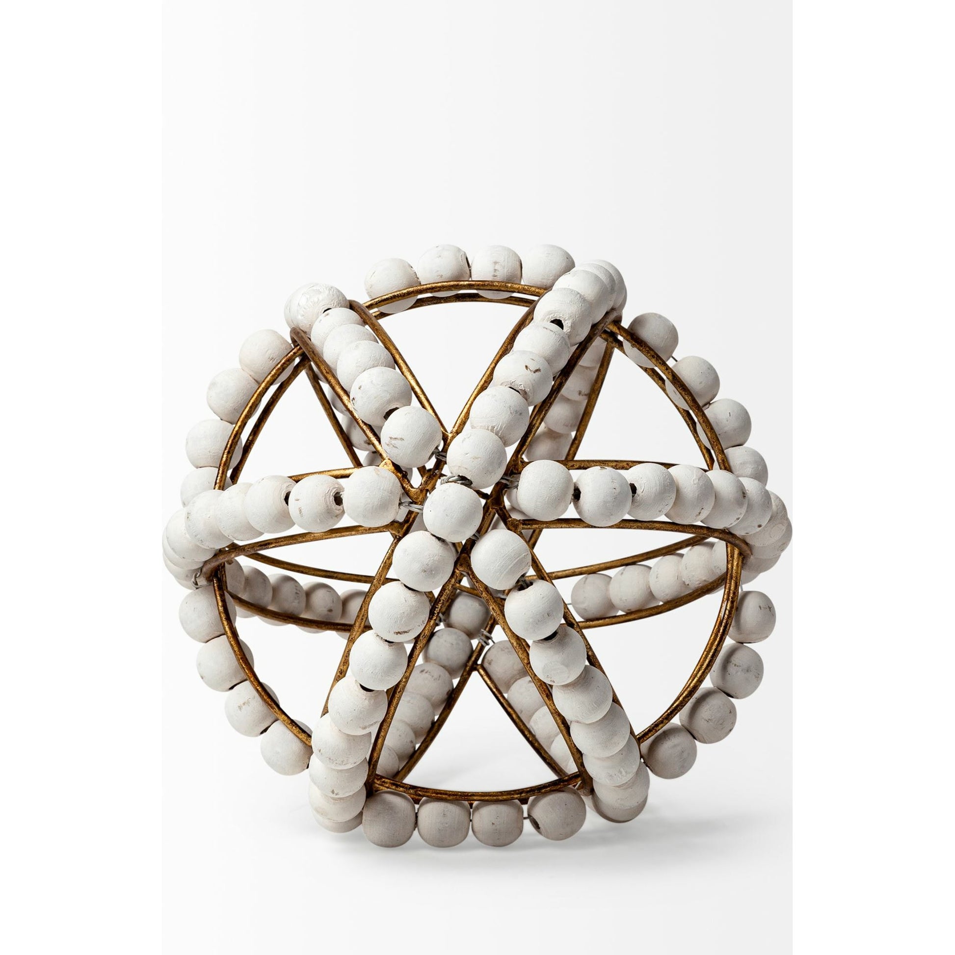 Espanlade I Wooden Beaded Orb by Mercana in white. Made from unique in a coastal style.