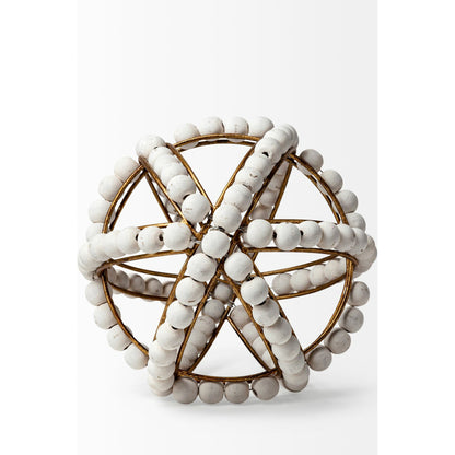 Espanlade I Wooden Beaded Orb by Mercana in white. Made from unique in a coastal style.
