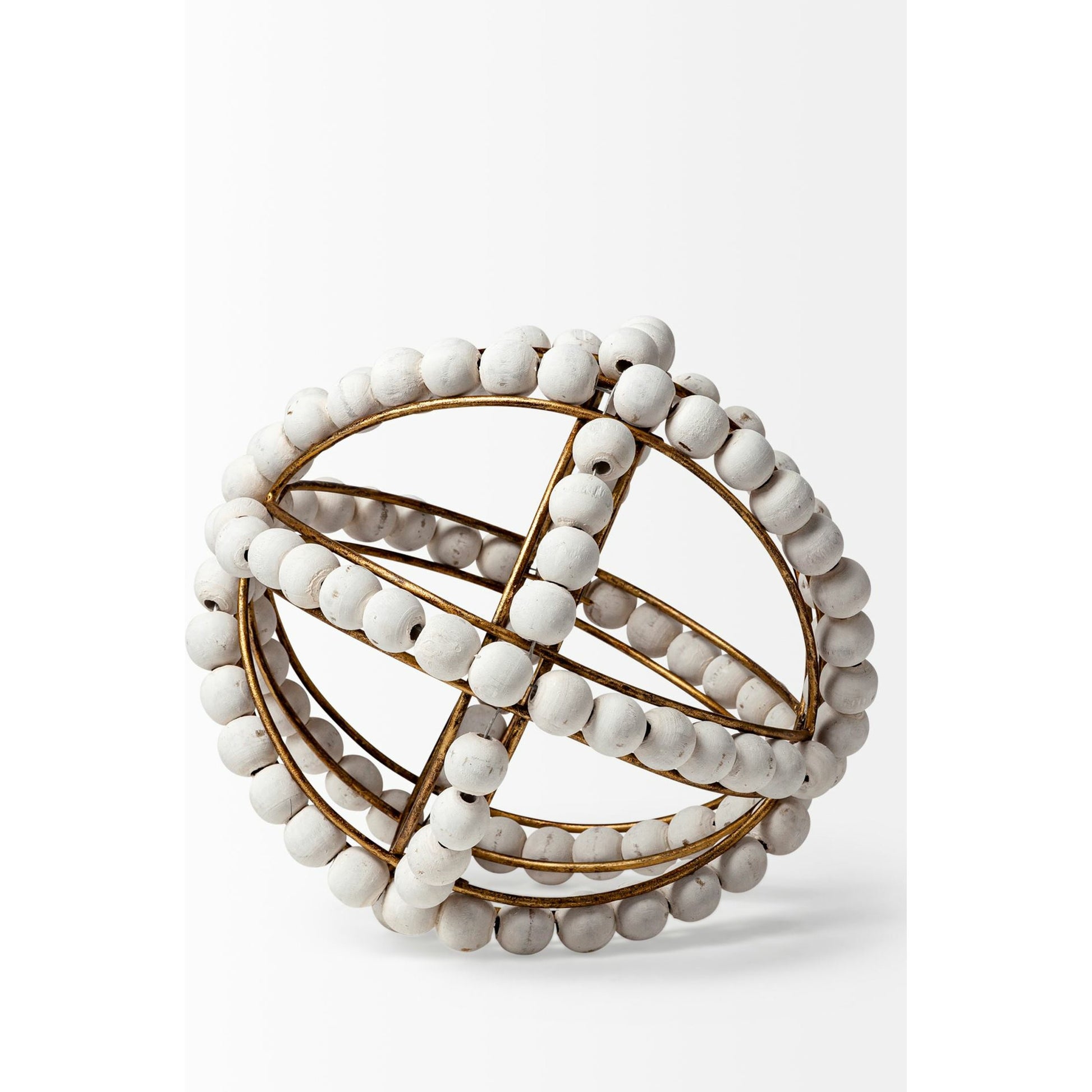 Espanlade I Wooden Beaded Orb by Mercana in white. Made from unique in a coastal style.