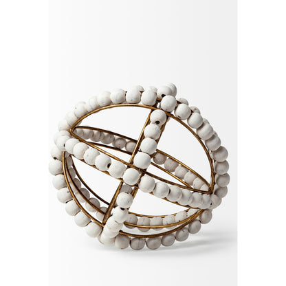 Espanlade I Wooden Beaded Orb by Mercana in white. Made from unique in a coastal style.