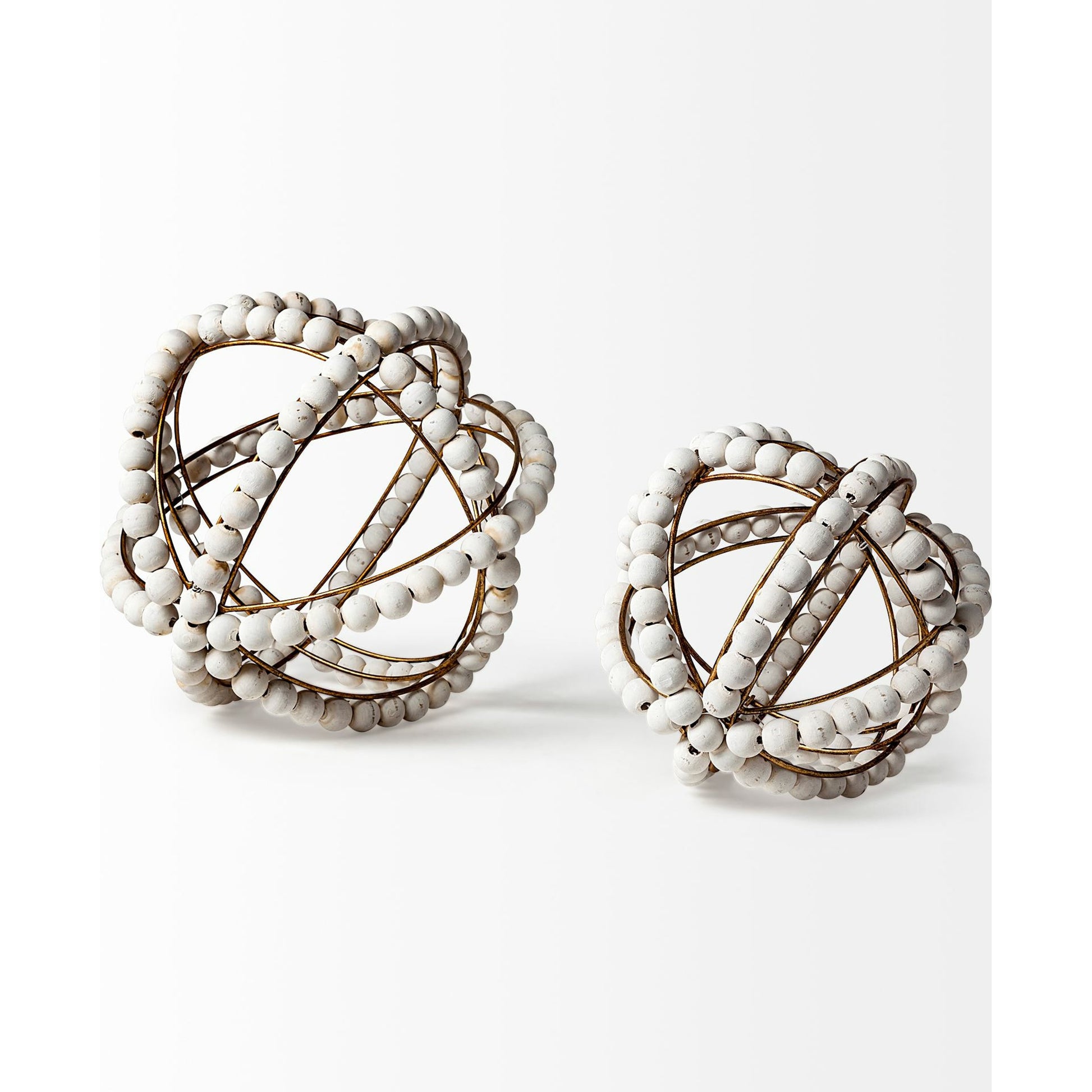 Espanlade I Wooden Beaded Orb by Mercana in white. Made from unique in a coastal style.