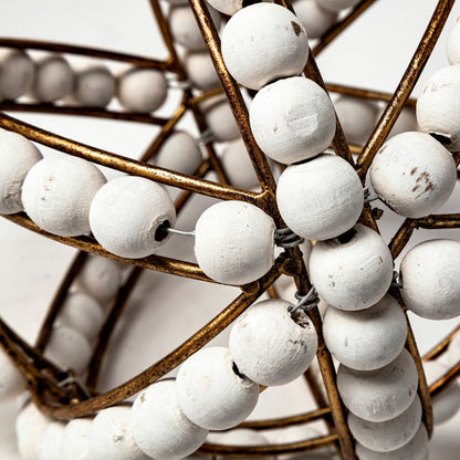 Espanlade I Wooden Beaded Orb by Mercana in white. Made from unique in a coastal style.