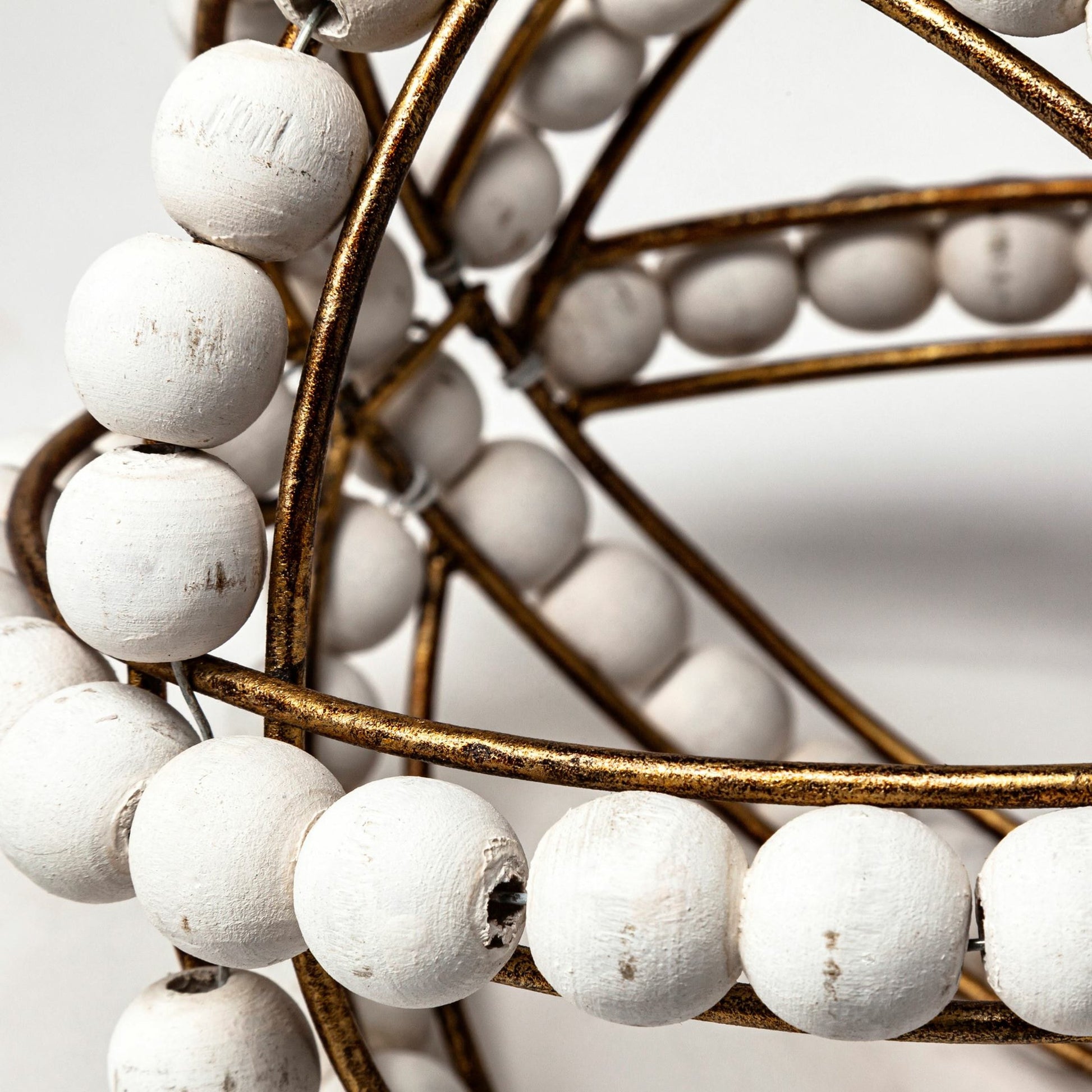Espanlade I Wooden Beaded Orb by Mercana in white. Made from unique in a coastal style.
