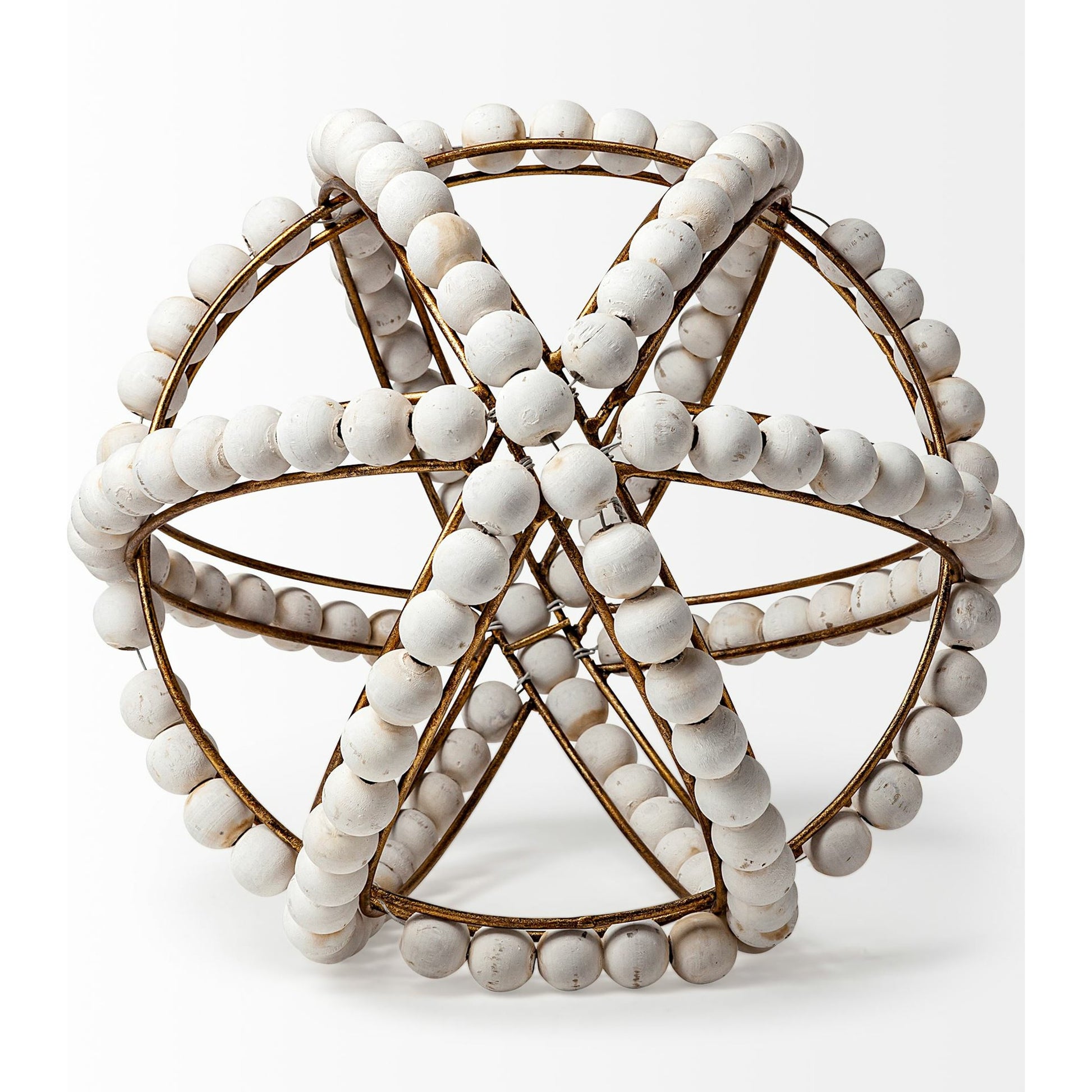 Espanlade I Wooden Beaded Orb by Mercana in white. Made from unique in a coastal style.