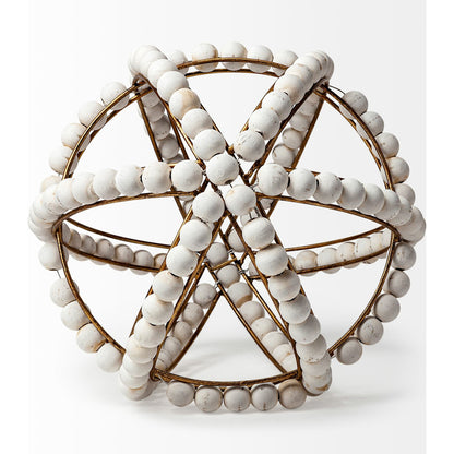 Espanlade I Wooden Beaded Orb by Mercana in white. Made from unique in a coastal style.