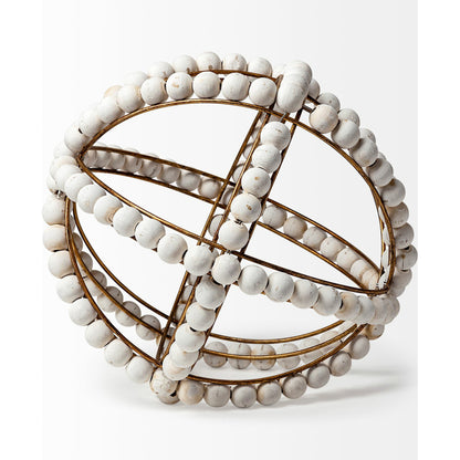 Espanlade I Wooden Beaded Orb by Mercana in white. Made from unique in a coastal style.