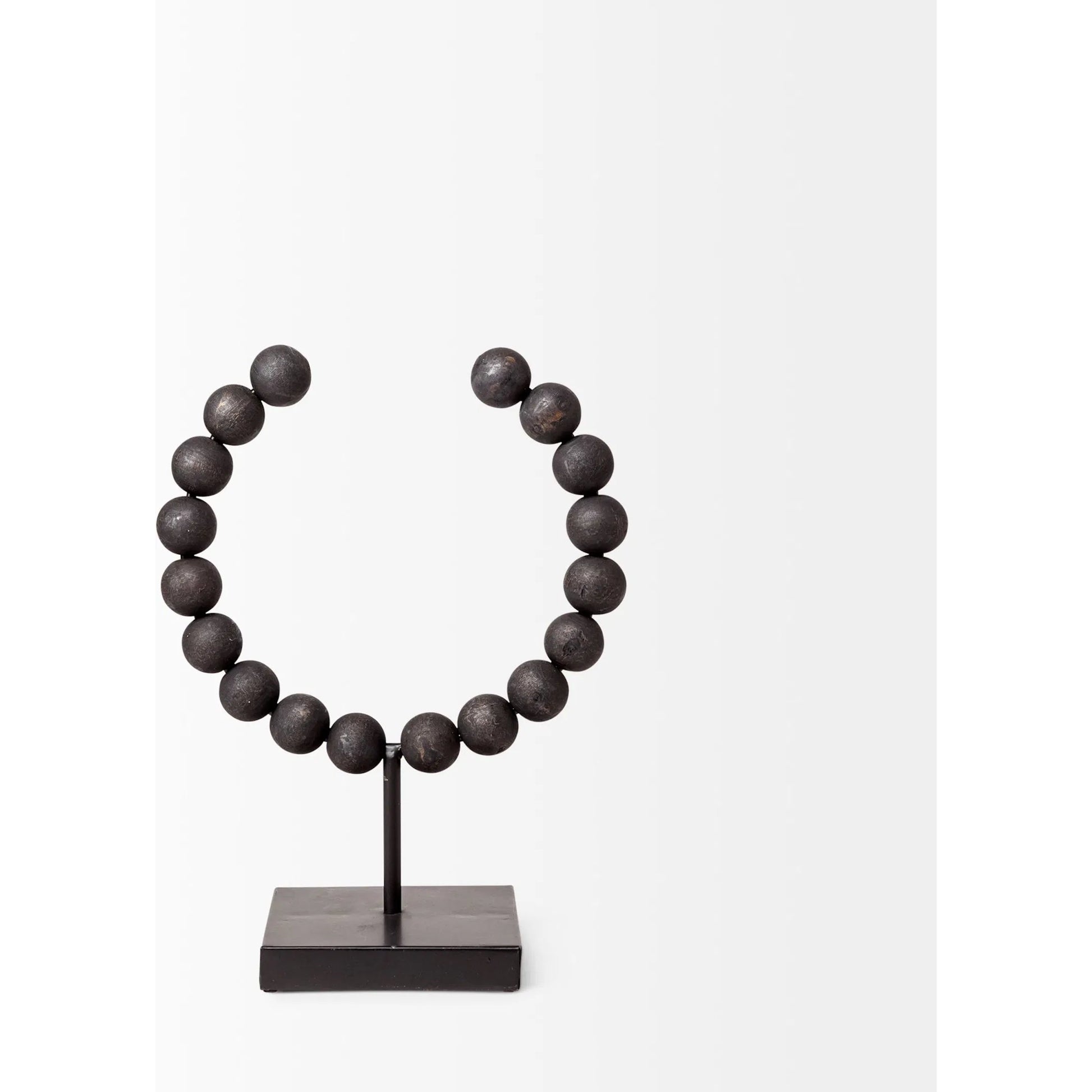 Tulane I Beaded Broken Sphere Decorative Object by Mercana in black. Made from unique in a transitional style.