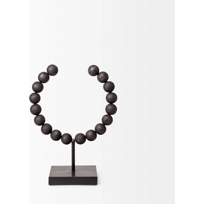 Tulane I Beaded Broken Sphere Decorative Object by Mercana in black. Made from unique in a transitional style.