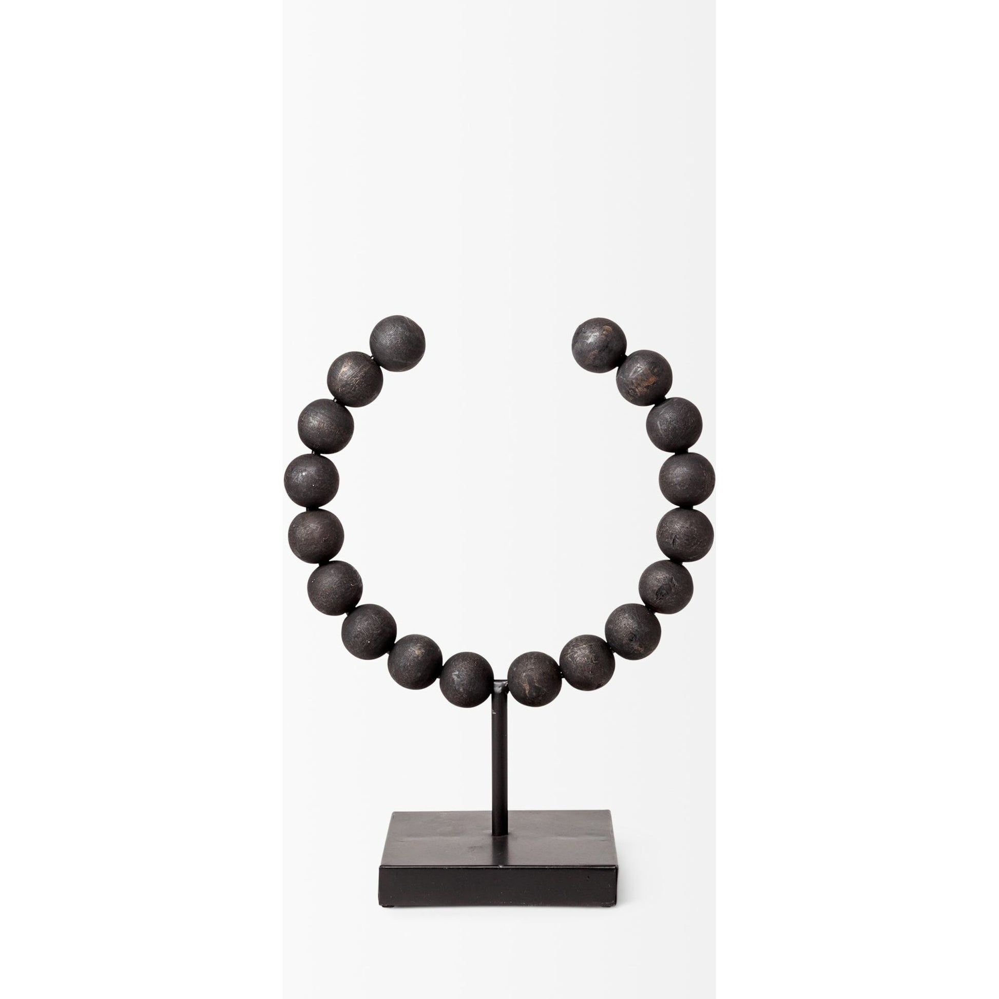 Tulane I Beaded Broken Sphere Decorative Object by Mercana in black. Made from unique in a transitional style.