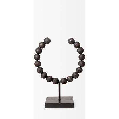 Tulane I Beaded Broken Sphere Decorative Object by Mercana in black. Made from unique in a transitional style.