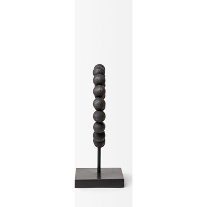 Tulane I Beaded Broken Sphere Decorative Object by Mercana in black. Made from unique in a transitional style.