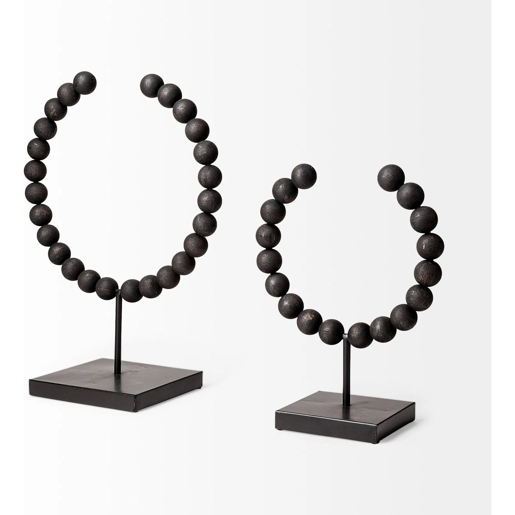 Tulane I Beaded Broken Sphere Decorative Object by Mercana in black. Made from unique in a transitional style.