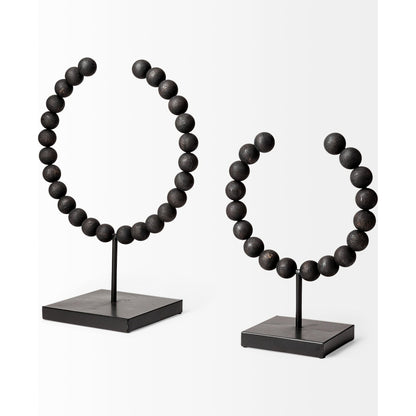 Tulane I Beaded Broken Sphere Decorative Object by Mercana in black. Made from unique in a transitional style.