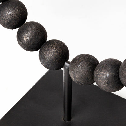 Tulane I Beaded Broken Sphere Decorative Object by Mercana in black. Made from unique in a transitional style.