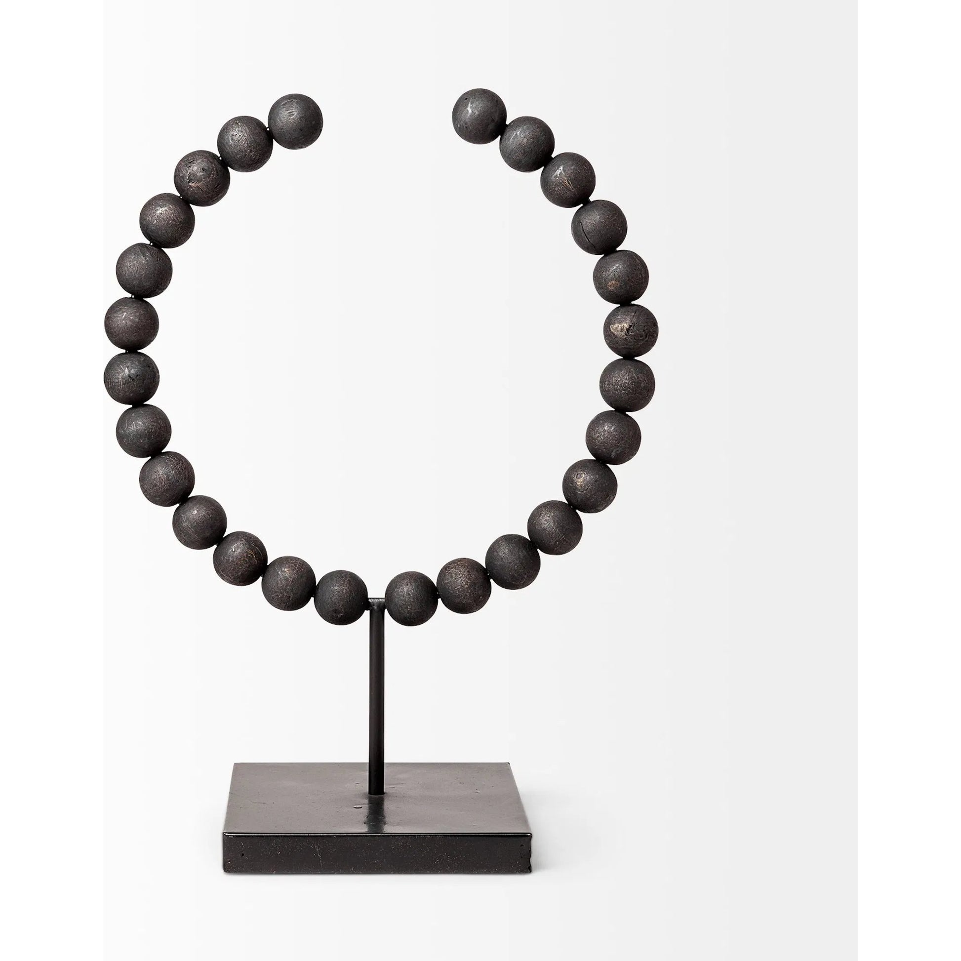 Tulane I Beaded Broken Sphere Decorative Object by Mercana in black. Made from unique in a transitional style.