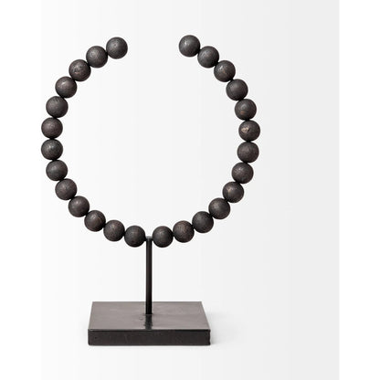 Tulane I Beaded Broken Sphere Decorative Object by Mercana in black. Made from unique in a transitional style.