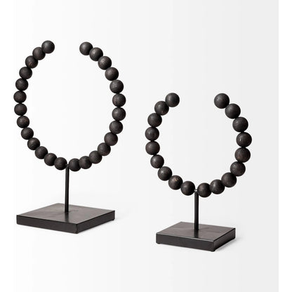 Tulane I Beaded Broken Sphere Decorative Object by Mercana in black. Made from unique in a transitional style.