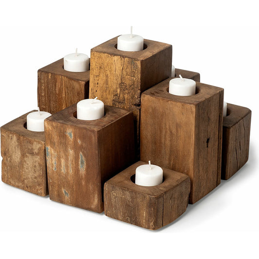 Cassius Light Nine Block Table Candle Holder by Mercana in natural. Made from unique in a eclectic & global style.