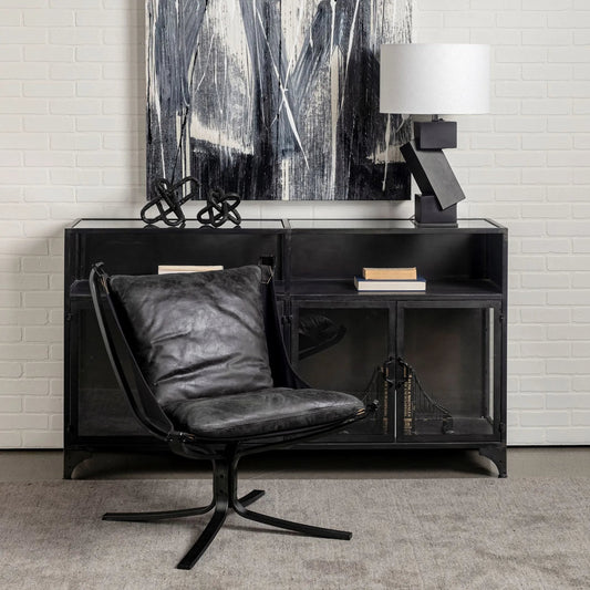 Colarado Leather Accent Chair by Mercana in black. Made from unique in a modern style.
