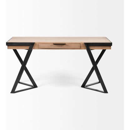 Steinbeck Office Desk by Mercana in natural. Made from unique in a modern style.