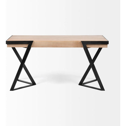 Steinbeck Office Desk by Mercana in natural. Made from unique in a modern style.