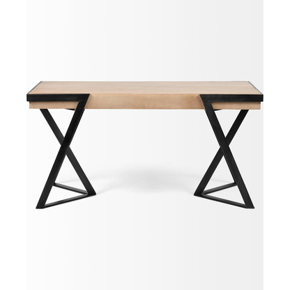 Steinbeck Office Desk by Mercana in natural. Made from unique in a modern style.