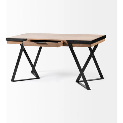 Steinbeck Office Desk by Mercana in natural. Made from unique in a modern style.
