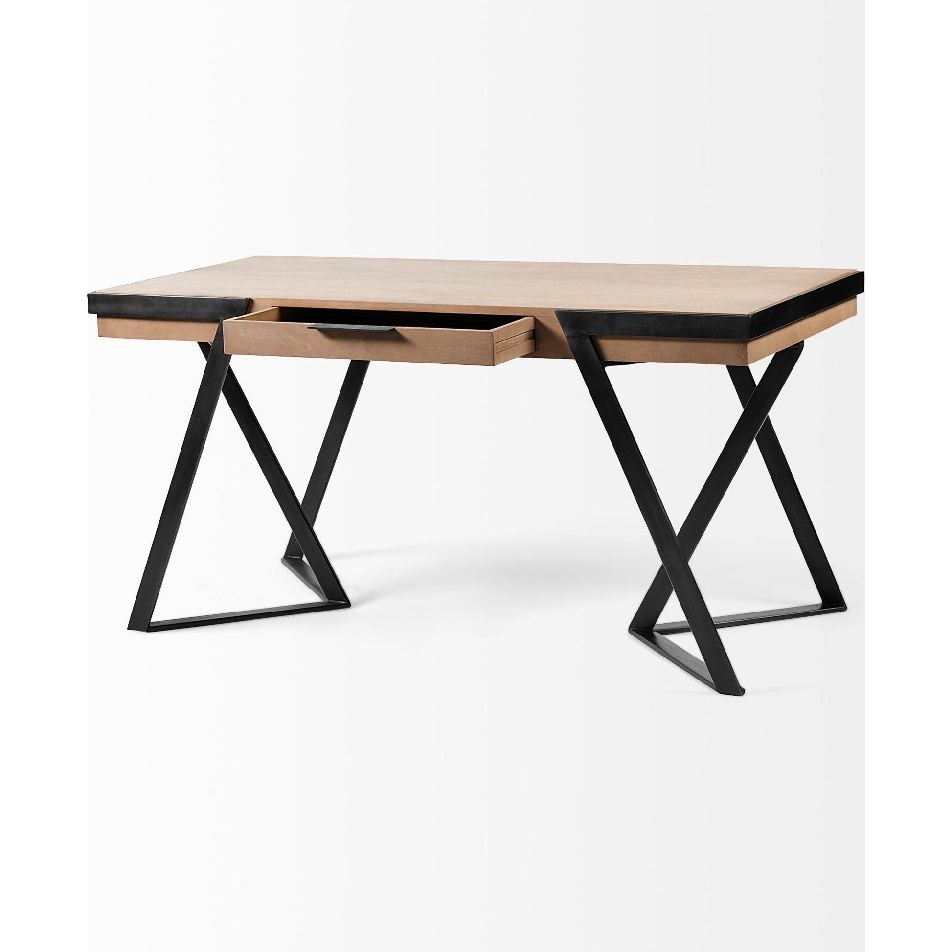 Steinbeck Office Desk by Mercana in natural. Made from unique in a modern style.