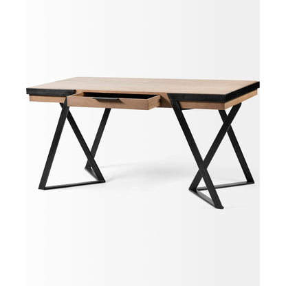 Steinbeck Office Desk by Mercana in natural. Made from unique in a modern style.