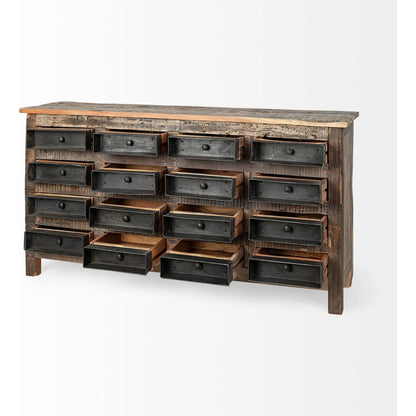 Wilton Sideboard by Mercana in brown. Made from hardwood in a rustic style.