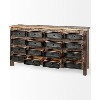 Wilton Sideboard by Mercana in brown. Made from hardwood in a rustic style.