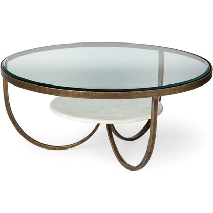 Reinhardt Coffee Table by Mercana in white, gold. Made from unique in a transitional style.