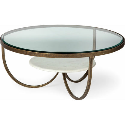 Reinhardt Coffee Table by Mercana in white, gold. Made from unique in a transitional style.