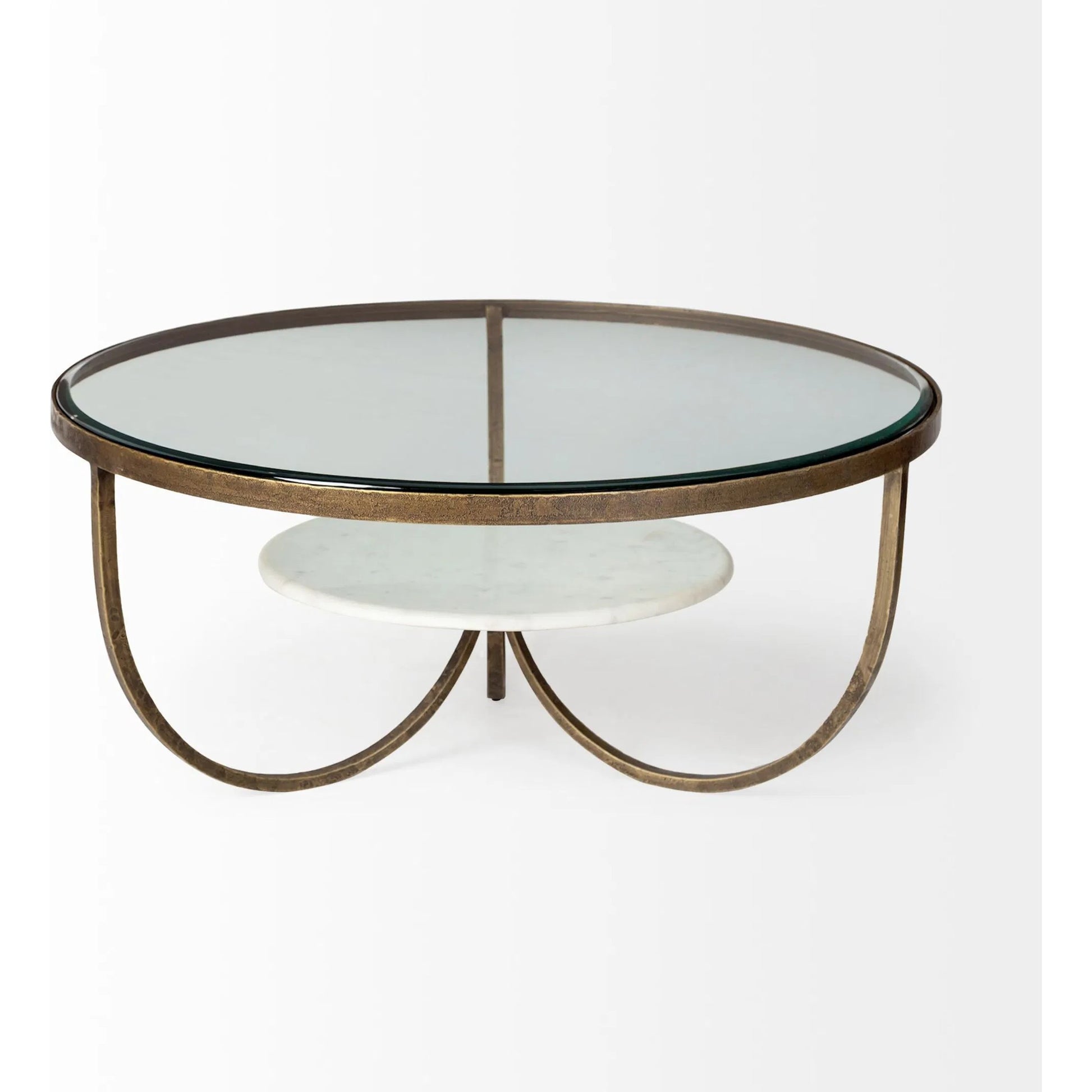 Reinhardt Coffee Table by Mercana in white, gold. Made from unique in a transitional style.