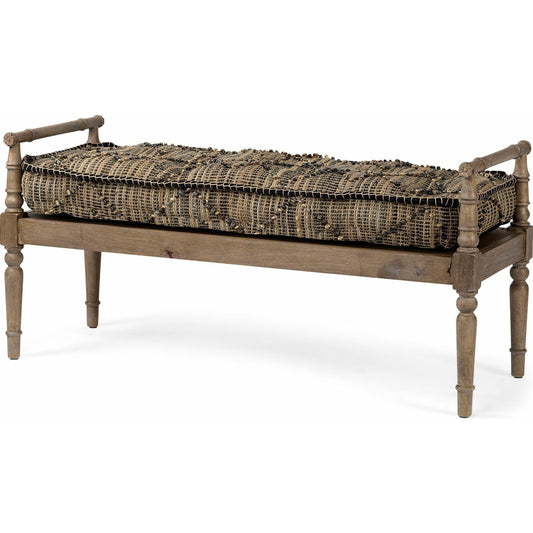 Fullerton Bench by Mercana in black, beige jute. Made from unique in a eclectic & global style.