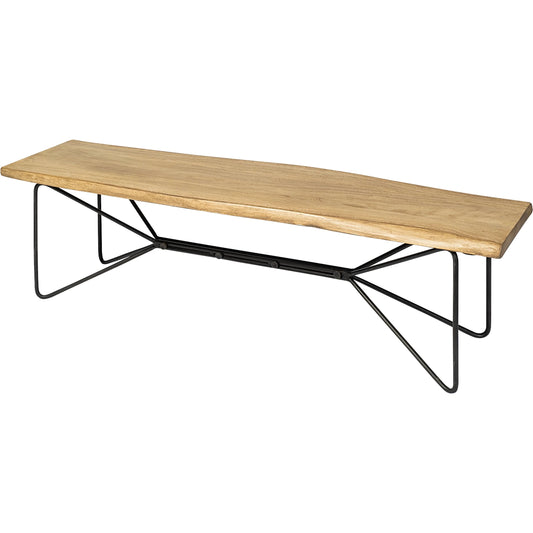 Papillion Bench by Mercana in brown. Made from solid wood in a unique style.