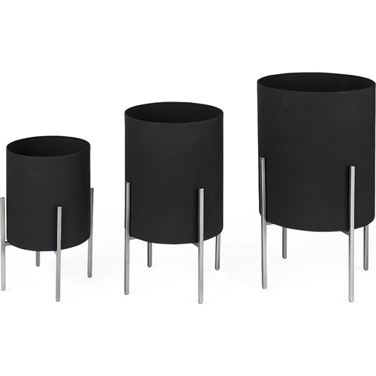 Claypoole Plant Stands Set of Three by Mercana in black. Made from unique in a unique style.